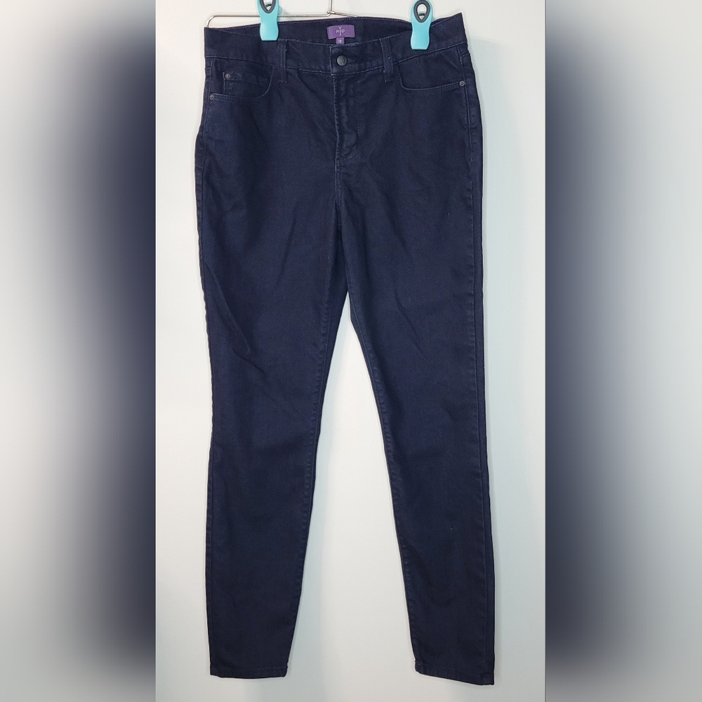 NYDJ Dark Blue Denim High Rise Pants Jeans Lift Tuck Dark Blue Denim Sz 10